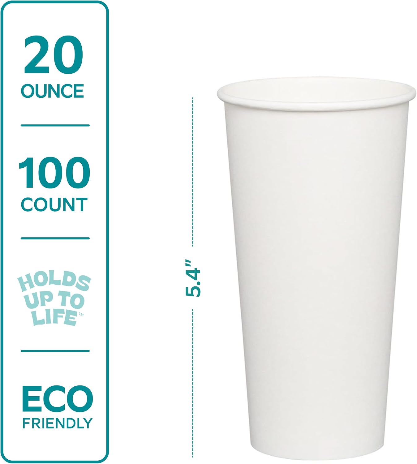 GUSTO 20 oz Disposable White Paper Cups [100 Count] Hot Coffee Cups image 2