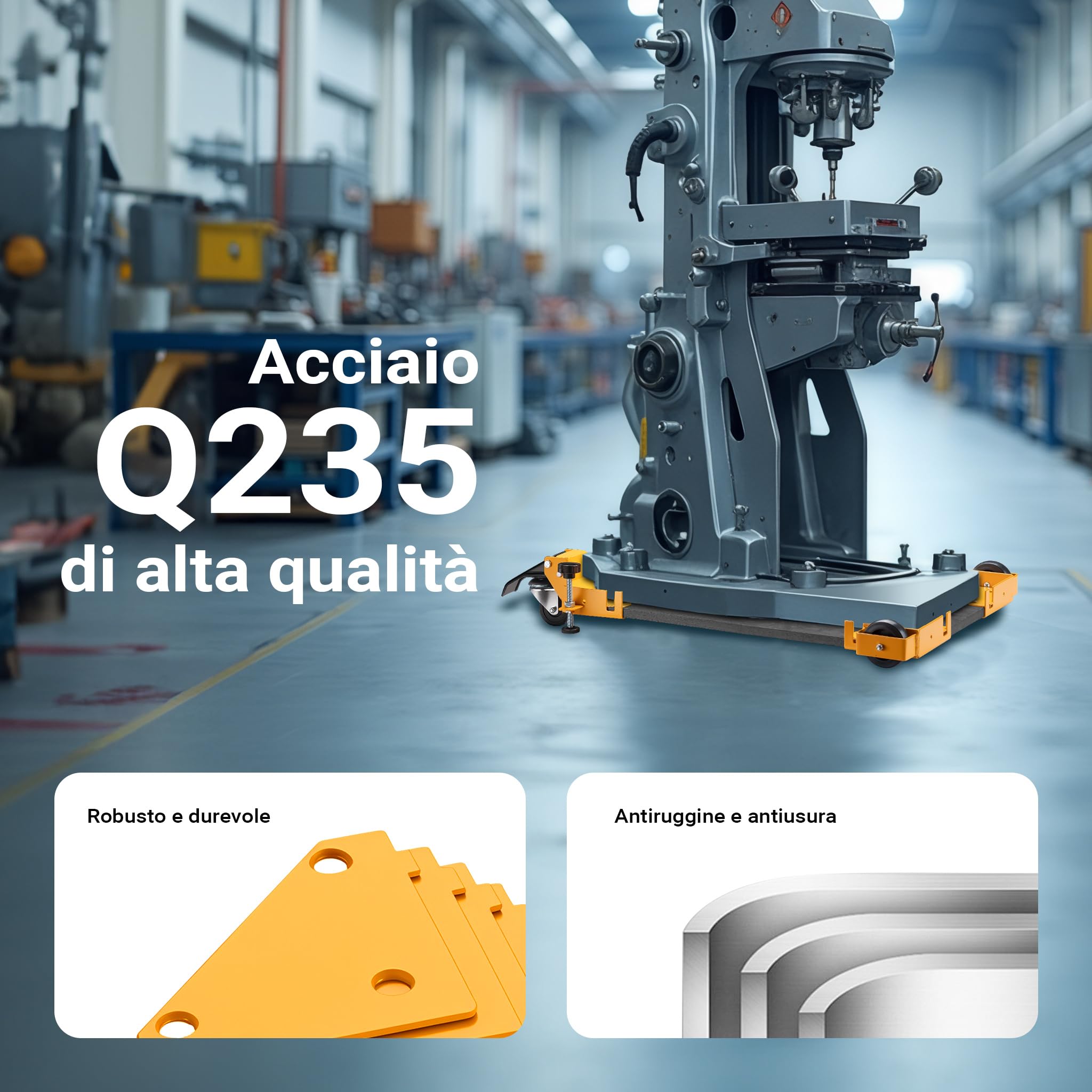 Wiltec Set di 4x ruote per carrelli, ruote per mobili pesanti, rotelle con portata fino a 180 kg, ruote pivottanti con freno, per carichi pesanti