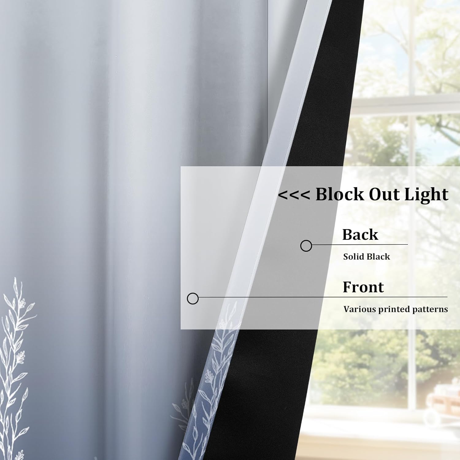 AWERT Botanic Printed Blackout Curtains 84 Inches Long 2 Panels Aquatic Plant Romantic Elegant Thermal Insulated Room Darkening Window Treatments for Bedroom Living Room Each Size 53x84 Inches