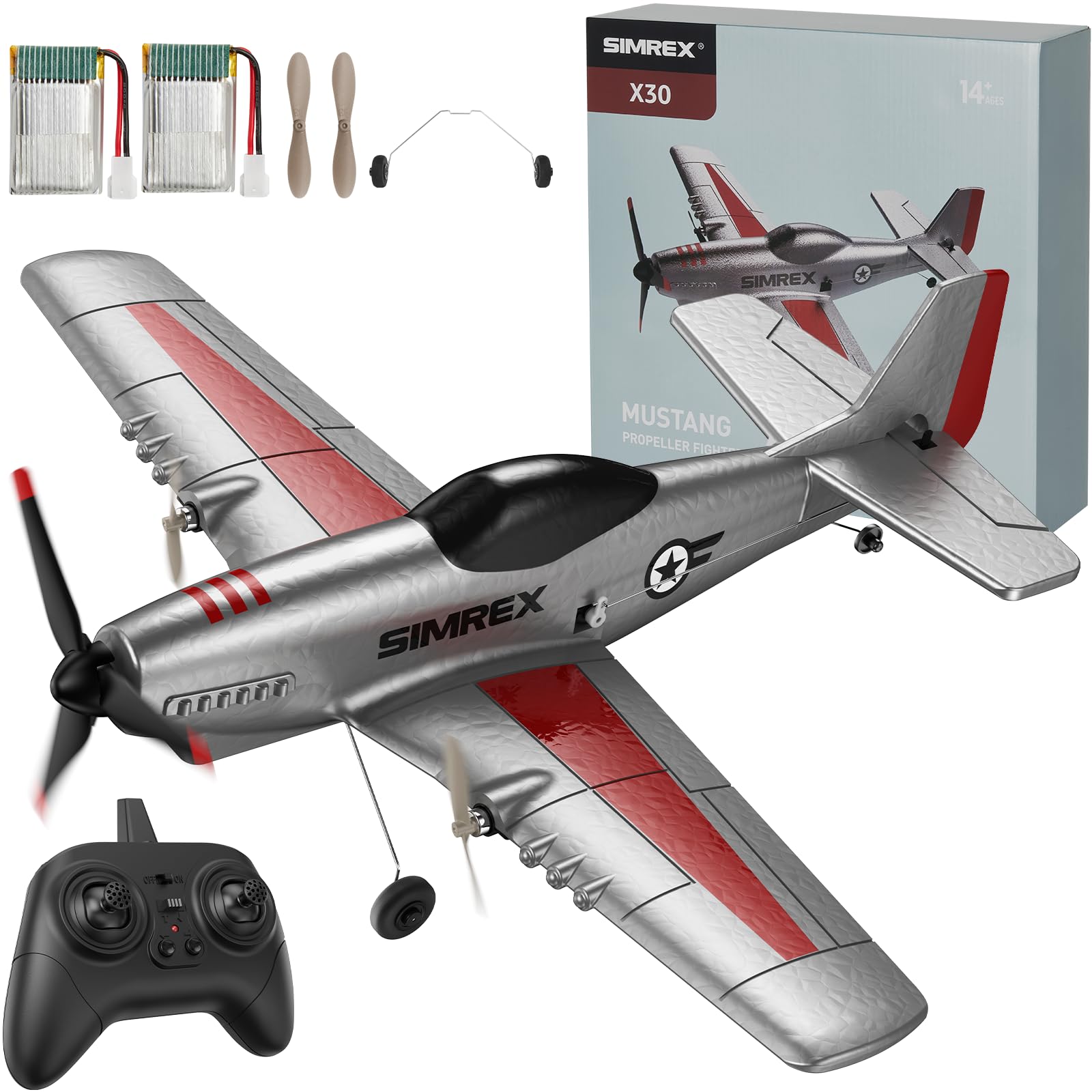 SIMREX TOY2409 RC Flugzeug, 2,4 GHz ferngesteuertes Flugzeug 6-Achsen-Gyro-Stabilisator, 3-Kanal-RTF-RC-Segelflugzeugspielzeug für Anfänger, Kinder, Erwachsen