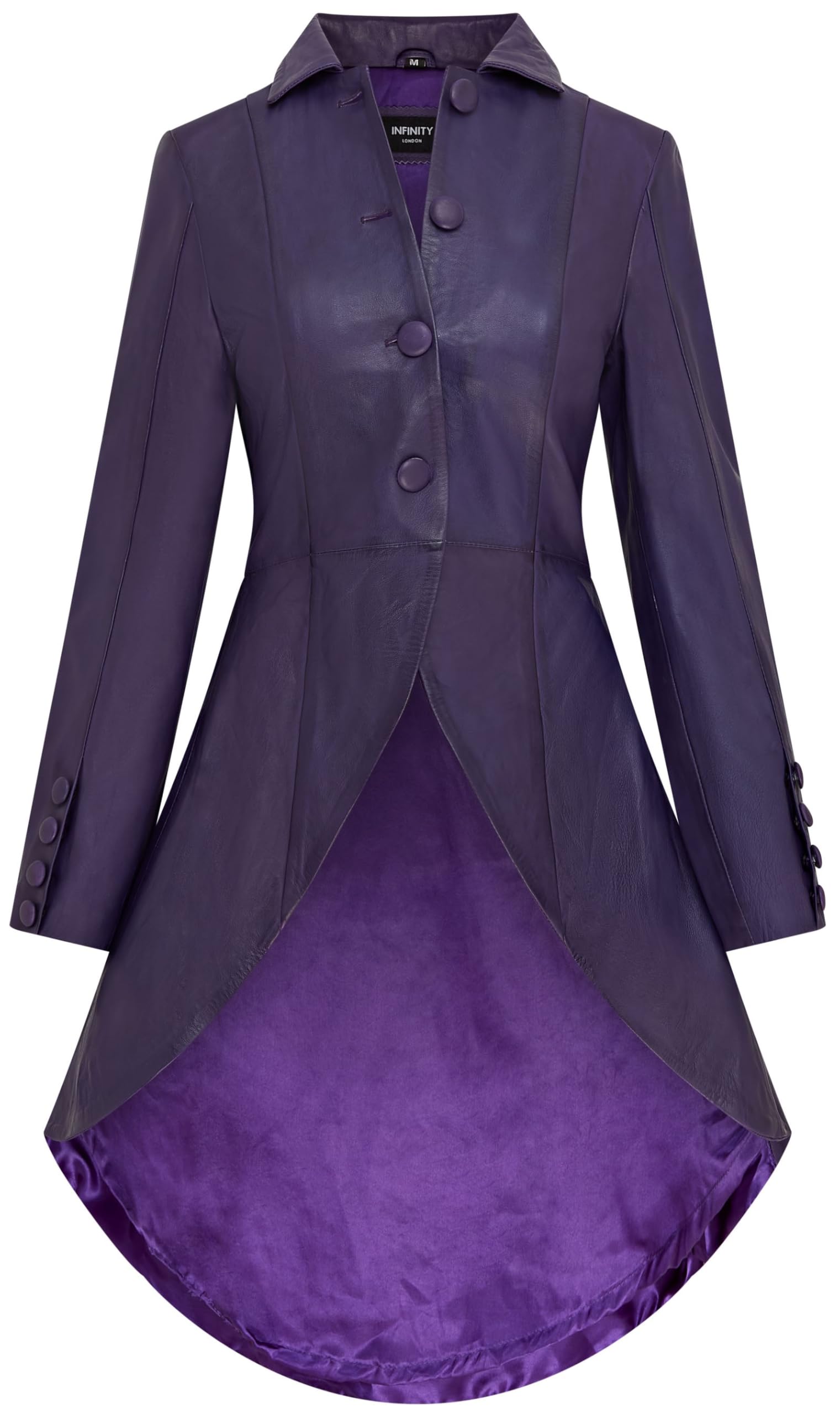 Infinity Leather Women's Gothic Full Length Victorian Leather Coat - Vantaa in Plum | Size: Medium