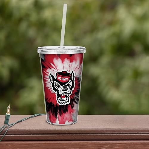 Miniatura 49 de Rico Industries NCAA Sports Team - Vaso transparente de 16 onzas con pajilla, vaso de viaje del color del equipo para fanáticos de los deportes