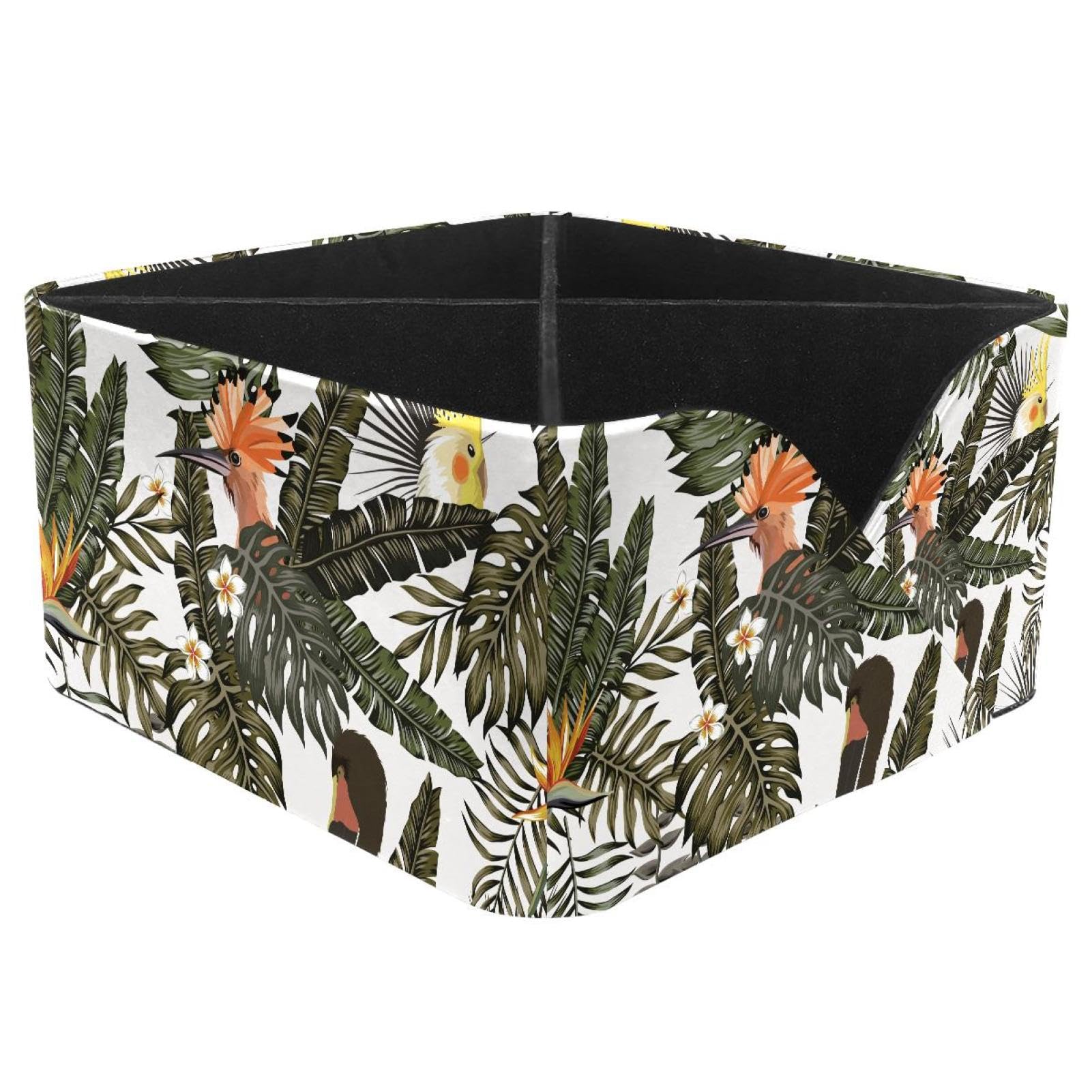 KengjuTesu Exotic Bird Parrot Palm Tree Desktop Organizer Pen Holder, Rectangular Pencil Cup for Office, Study and Makeup Stations