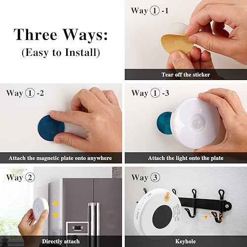 Miniatura 7 de Luz LED recargable con sensor de movimiento mejorada, paquete de 3 unidades cálidas para interiores, paquete de 2 unidades