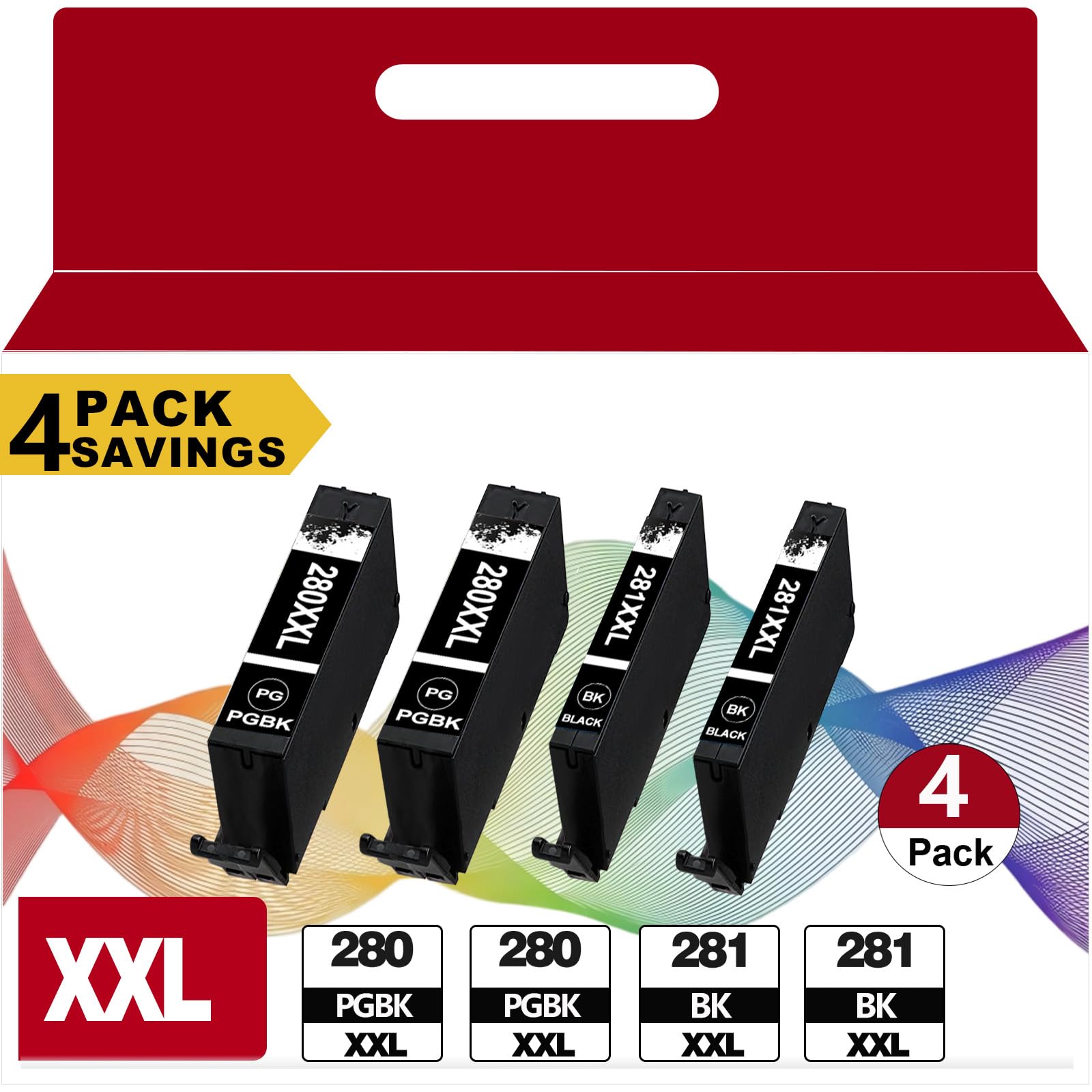 PGI-280 XXL PGBK/CLI-281 XXL Black Ink Replacement for Canon 280XXL 281XXL 280XL 281XL for TS6320 TR8622a TR8500 TR8620a TS9520 TR8600 TR8520 TR7520
