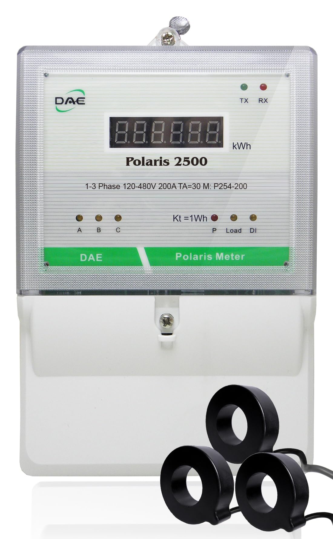 DAE P254-200-S KIT, UL CTEP kWh Smart Submeter, 3 Phase, 200A, 120-480V, 3 CTs, RS485