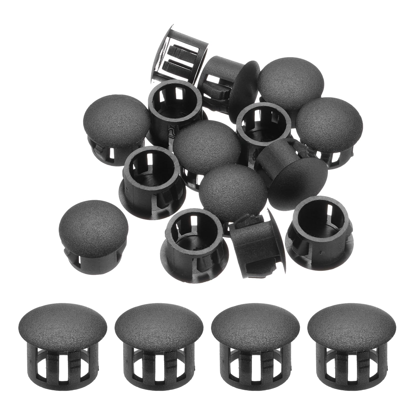 Sourcing Map 32PCS 12mm(1/2") Black Plastic Hole Plugs - Flush Type Panel Hole Plugs Insert End Caps for Locking Tubes Furniture Cabinet โ image 1
