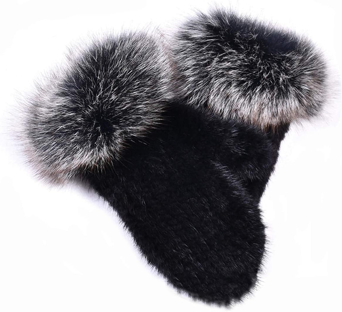 XUYUZUAU Women's Knitted Mink Hair Gloves Winter Warm with Fox Hair Mittens Fluffy Cold Weather