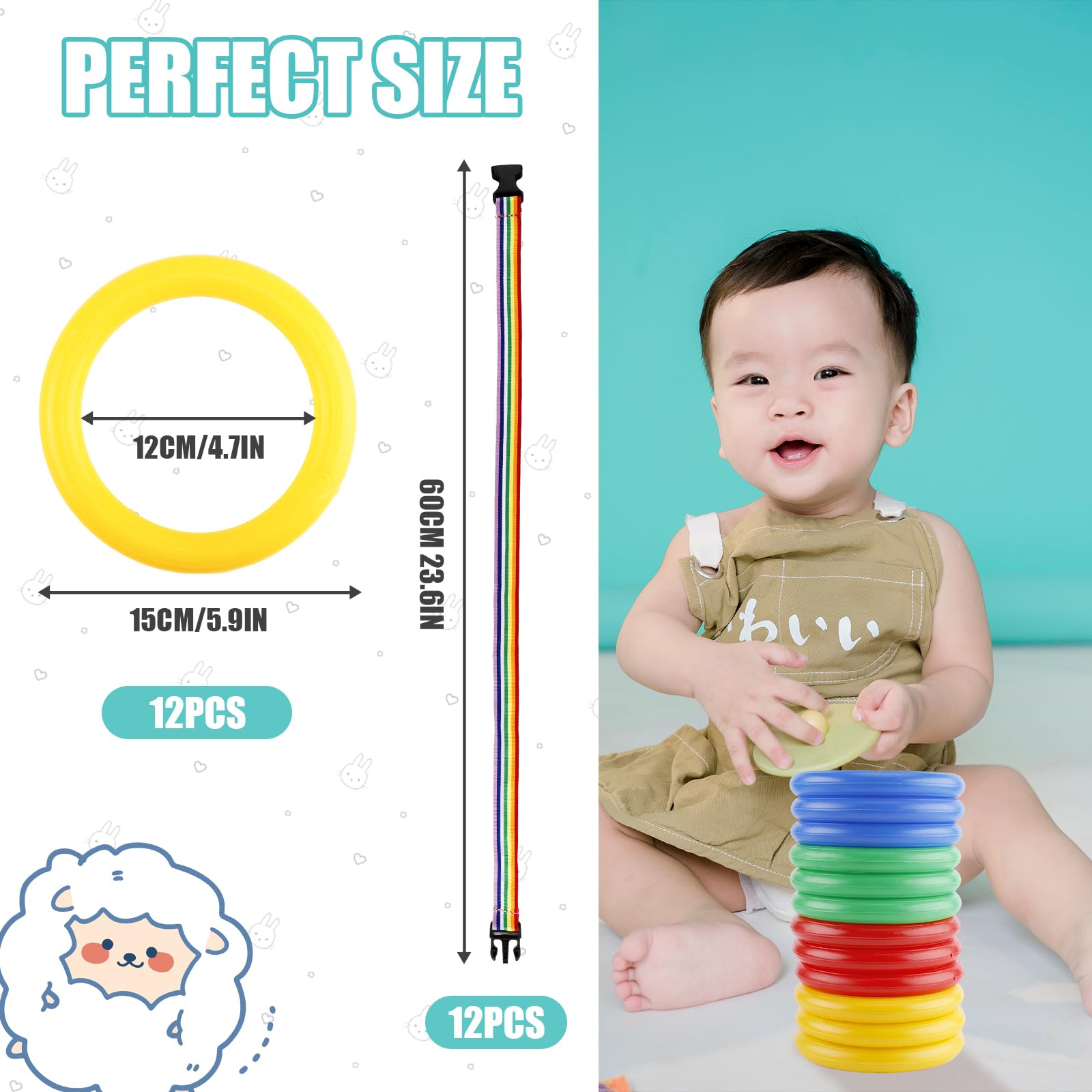 12pcs Toddlers Walking Ropes, Children Detachable Transition Rope Preschool Walking Rope Kids Walking Rope Line for Preschool Daycare Kindergarten Class School Kids Outdoor Supplies - Image 2