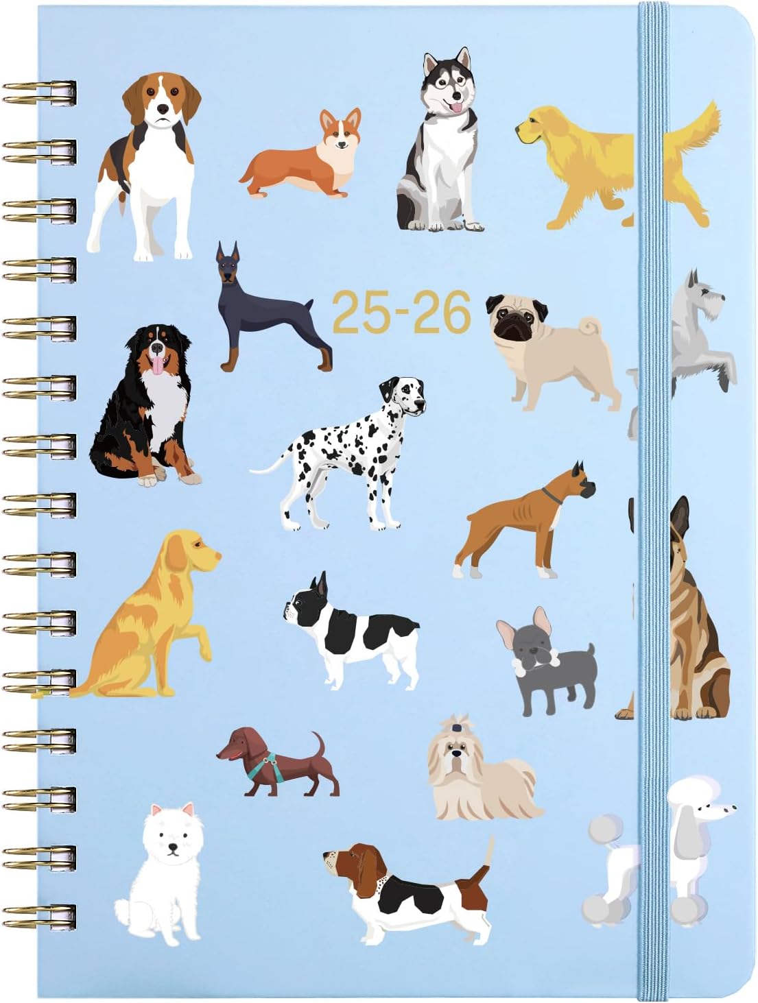 Planner 2025-2026 - 2025-2026 Weekly & Monthly Planner with Tabs, Jul. 2025 - Jun. 2026, 6.5" x 8.5", Hardcover with Back Pocket + Thick Paper + Banded, Twin-Wire Binding - Cute Dogs