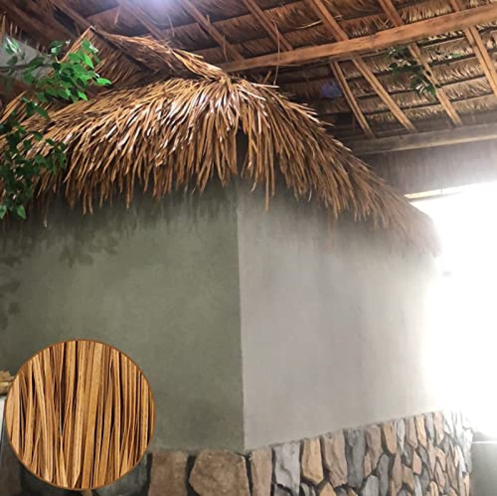 Rollos De Paja De Palma para Techo De Paja Mexicana Artificial para Techo Al Aire Libre Pabellón Tiki Bar Decoración del Hogar, 10 Piezas