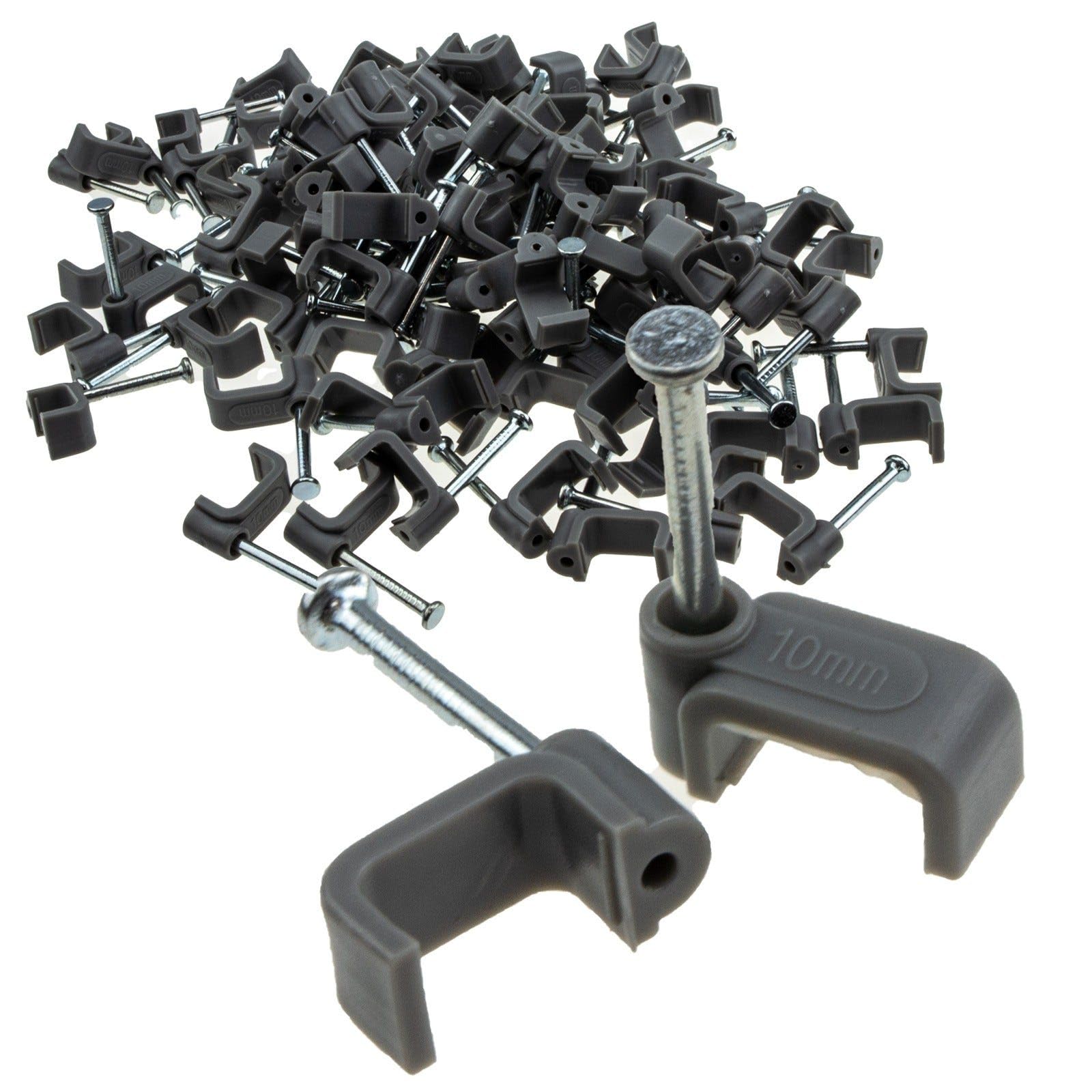 Entie Grey Flat 10Mm Cable Clips For 2.5Mm2 Twin & Earth Cables [100 Pack]