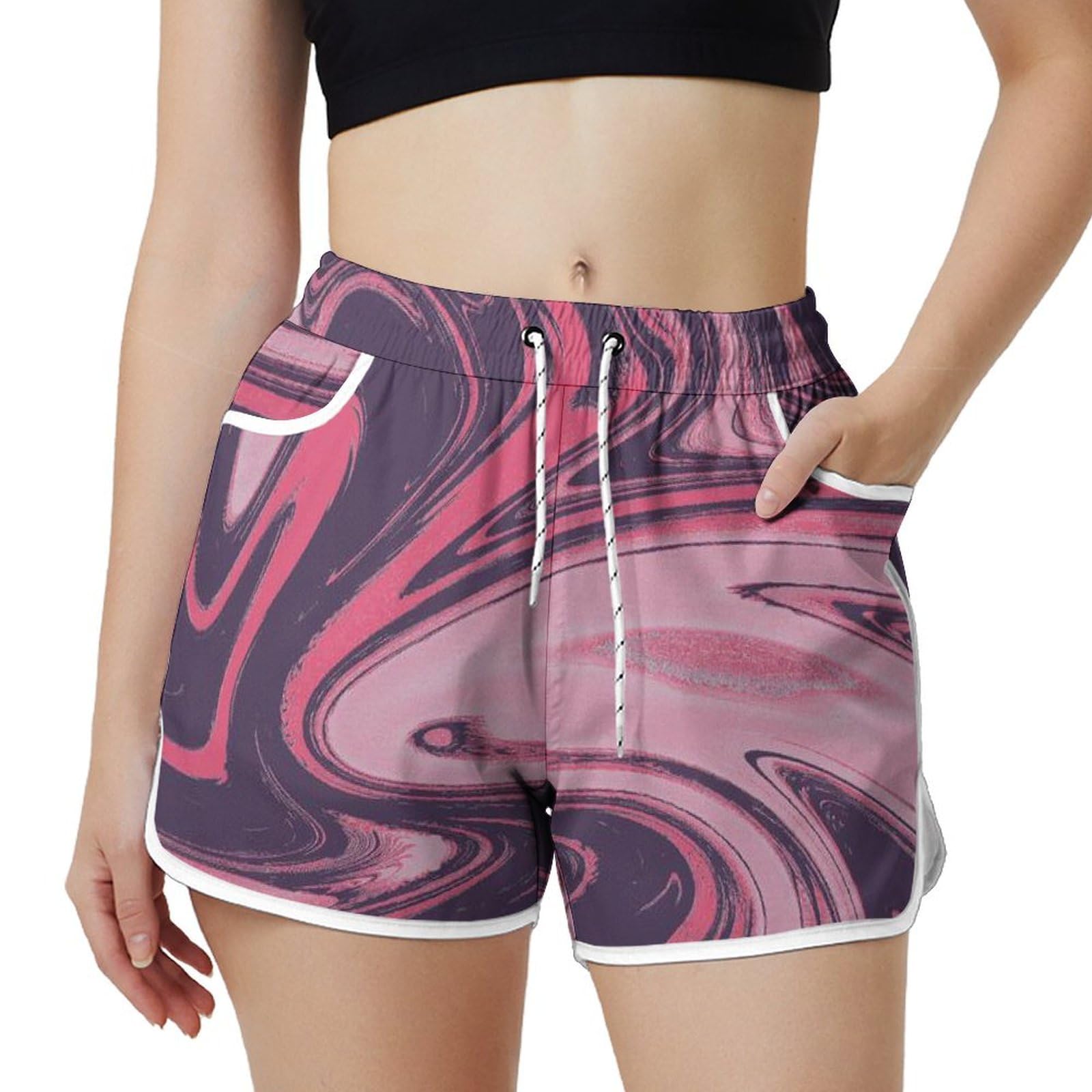 AYUNIX Women's Running Shorts with Pockets Quick Dry Performance Shorts for Women Tie Dye Athletic Workout Gym Shorts