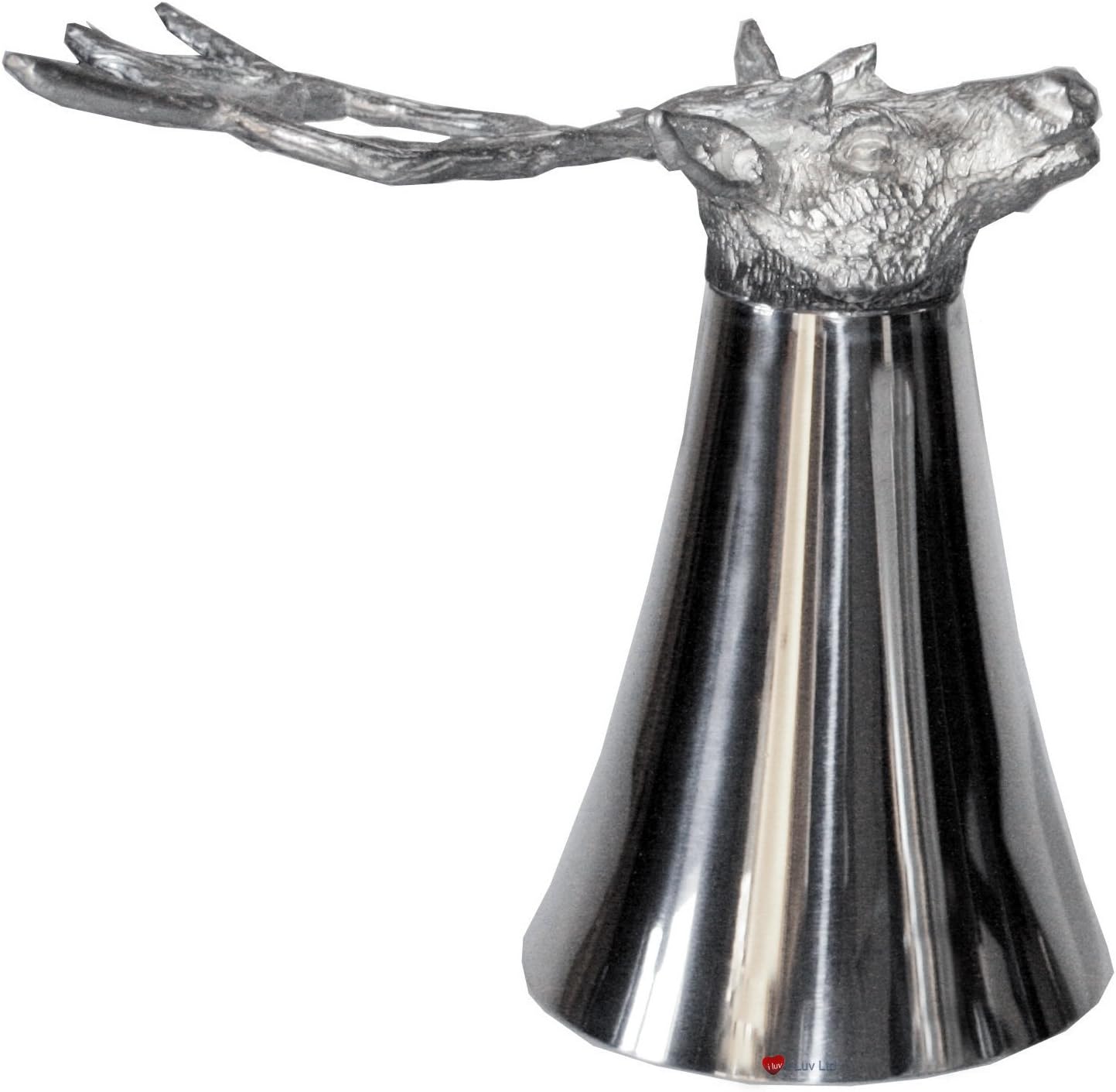 Pewter Jigger Measure or Stirrup Cup with Stag Head 5 oz Stands on its Head When in Use Cast Pewter Stag Head