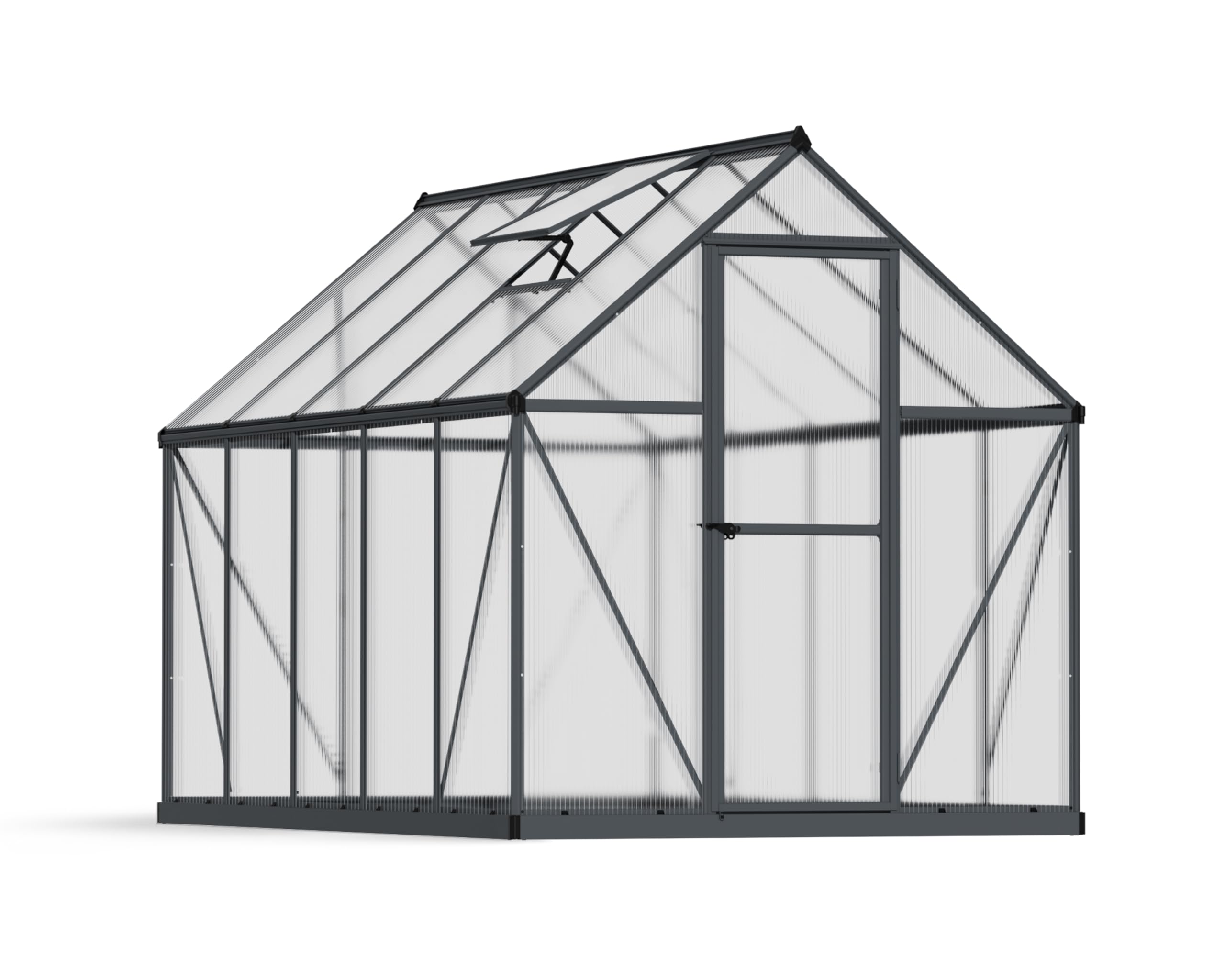 Canopia by Palram Gewächshaus klein Mythos 6x10 Treibhaus 306x185 cm Aluminium Anthrazit Tomatenhaus Polycarbonatplatten UV-beständig