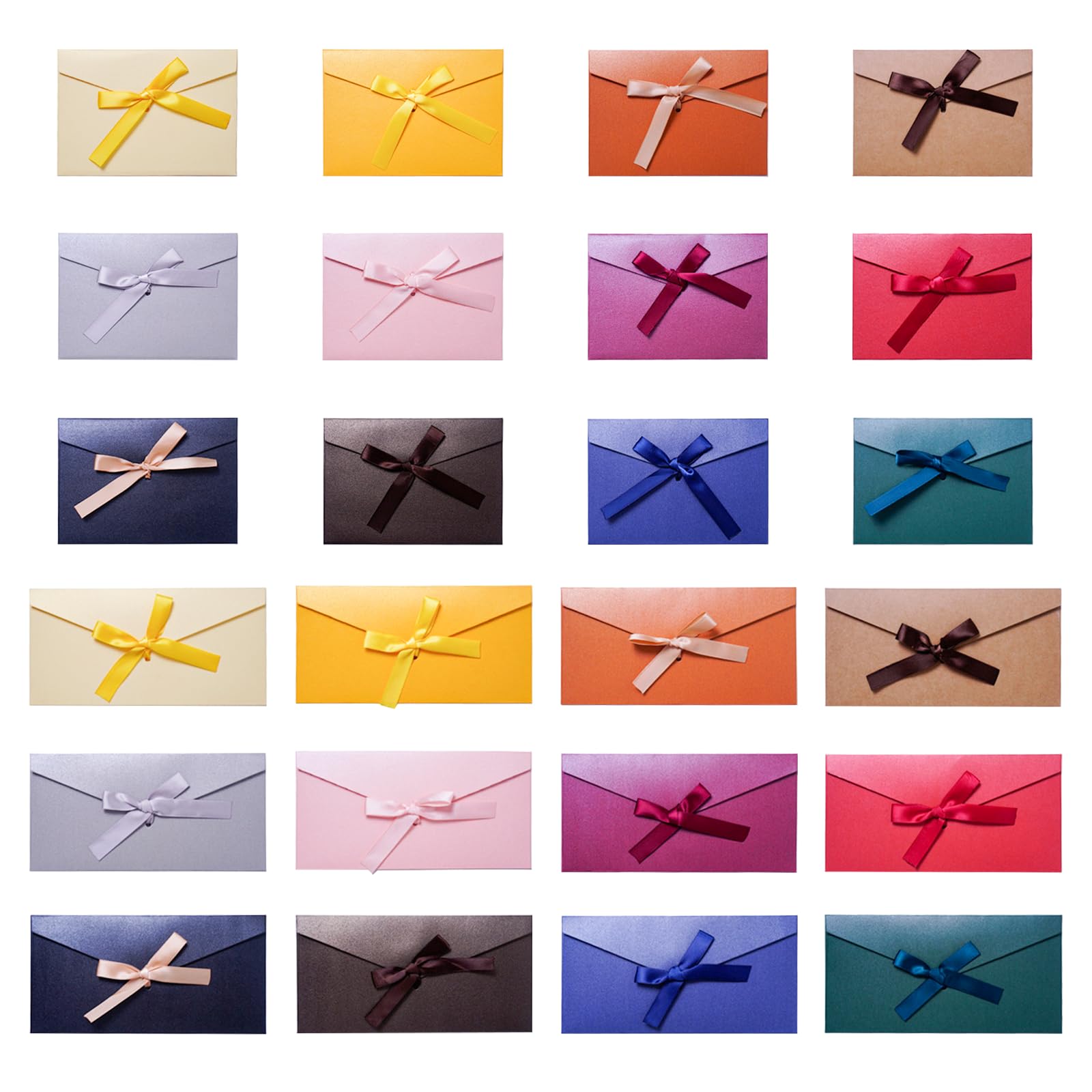 20 Buste In Carta Kraft Con Nastro – 22x11 Cm, Carta Perlata Da 250 G, 10 Colori, Perfette Per Inviti, Compleanni, Matrimoni