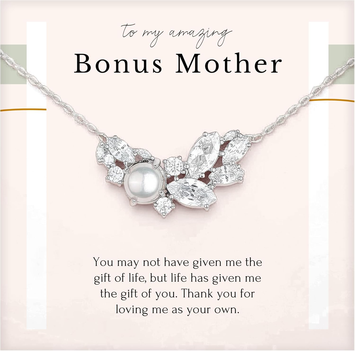 HOPE LOVE SHINE - Bonus Mom Gift from Bride, Groom - Wedding, Mother in Law Necklace, Jewelry 16+2", 14k Gold Plated Sterling Silver, 2 Interlocking Rings