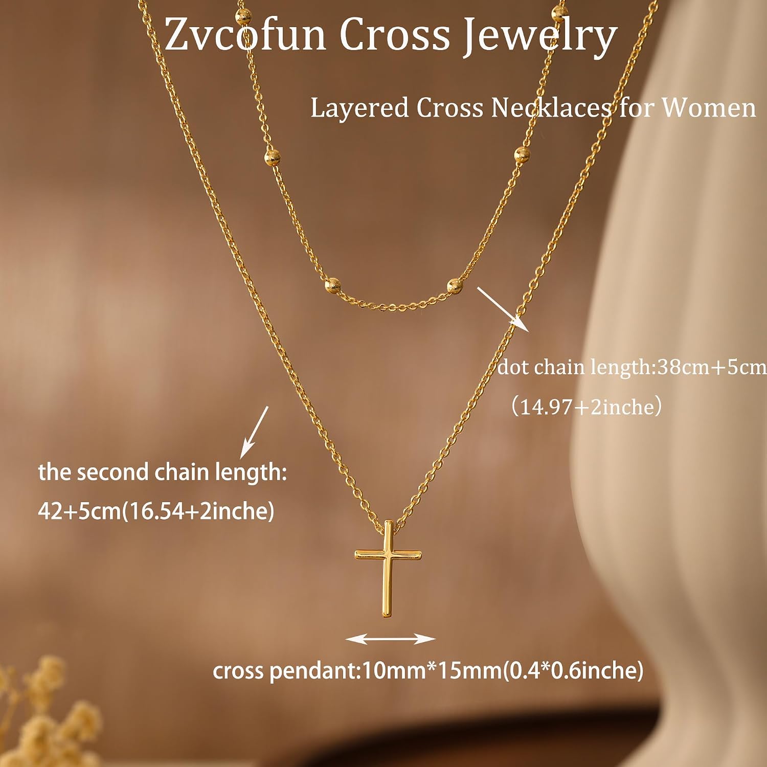 Cross Necklace for Women, Dainty Gold Necklace Tiny Cross Charm Necklace