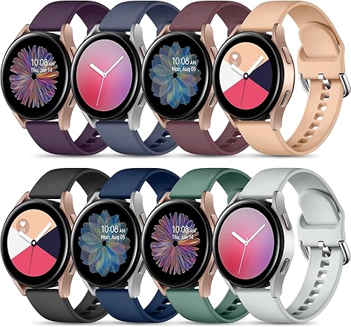 Maledan Paquete de 8 correas compatibles con Galaxy Watch 4 BandActive 2 1.575in 1.732in, Galaxy Watch 4 Classic Band 1.811in 1.654inGalaxy Watch 3