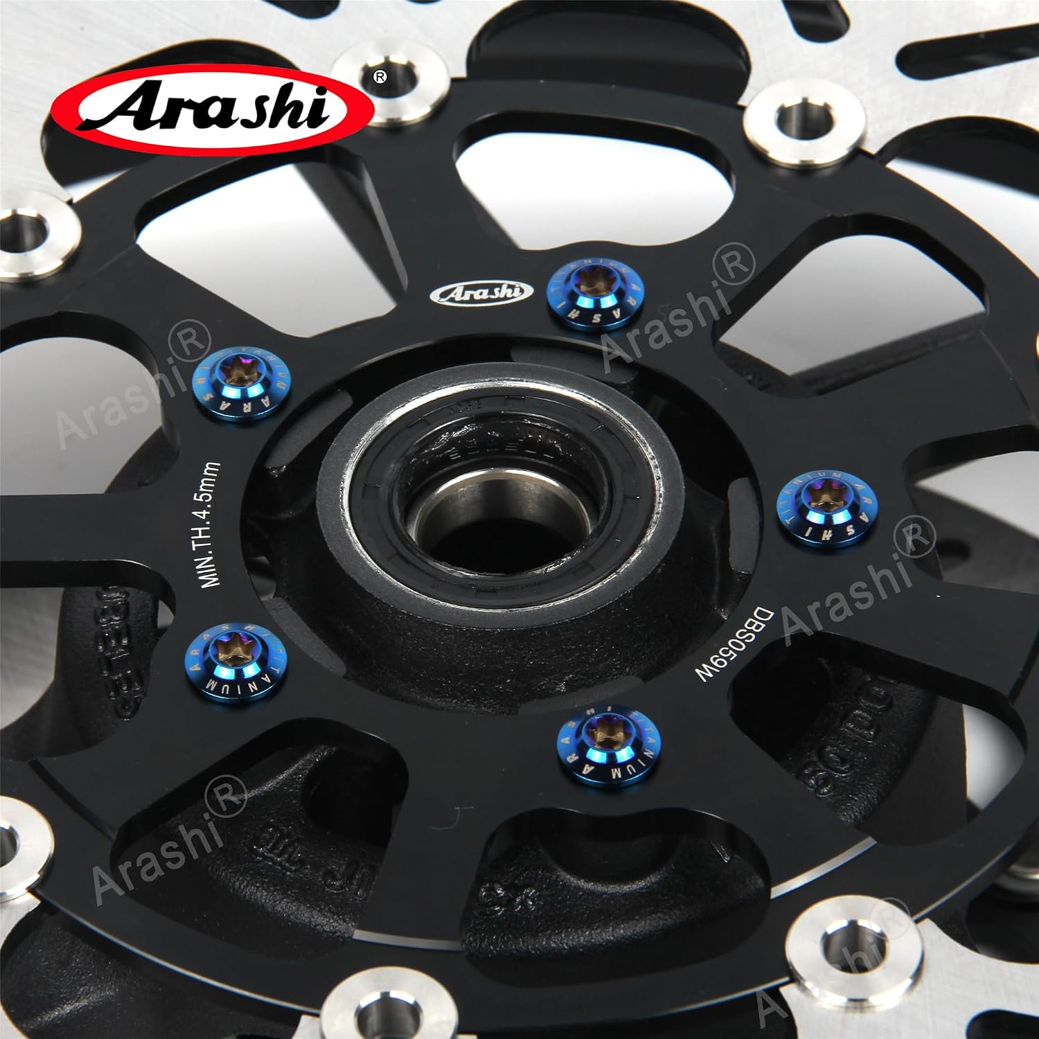 Arashi Front Wheel Rim and Brake Discs Rotors for Kawasaki Ninja ZX10R 2008-2010, Motorcycle Replacement Accessories Parts Matte Black