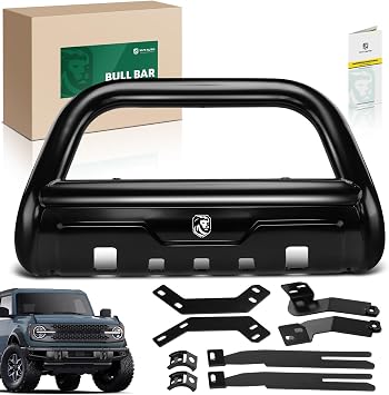YHTAUTO 3.5" Bull Bar Push Bar مع لوحة انزلاقية مثبتة على ضوء Ford Bronco 2021-2026، واقي فرشاة من الفولاذ السبائكي لملحقات الطرق الوعرة للمصد الأمامي للشاحنة