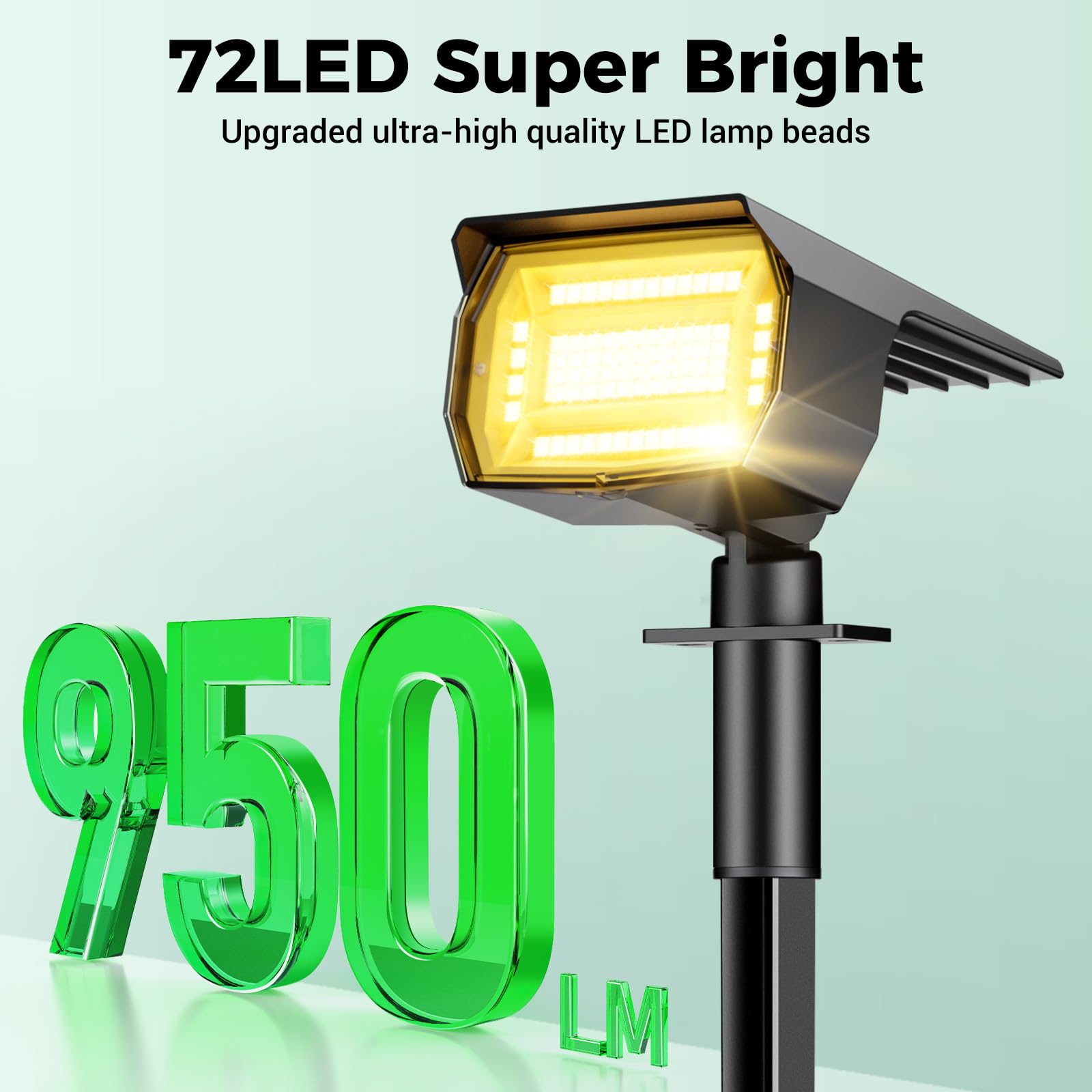 LOTMOS 72 LED Solar Landscape Spotlights, Dusk Till Dawn 3 Modes Solar Outdoor Garden Lights - Image 4