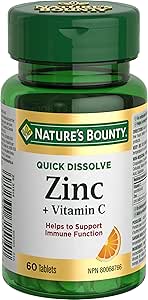 NATURE'S BOUNTY Vitamin C + Zinc, 60 Quick Dissolve Tablets, 45 g