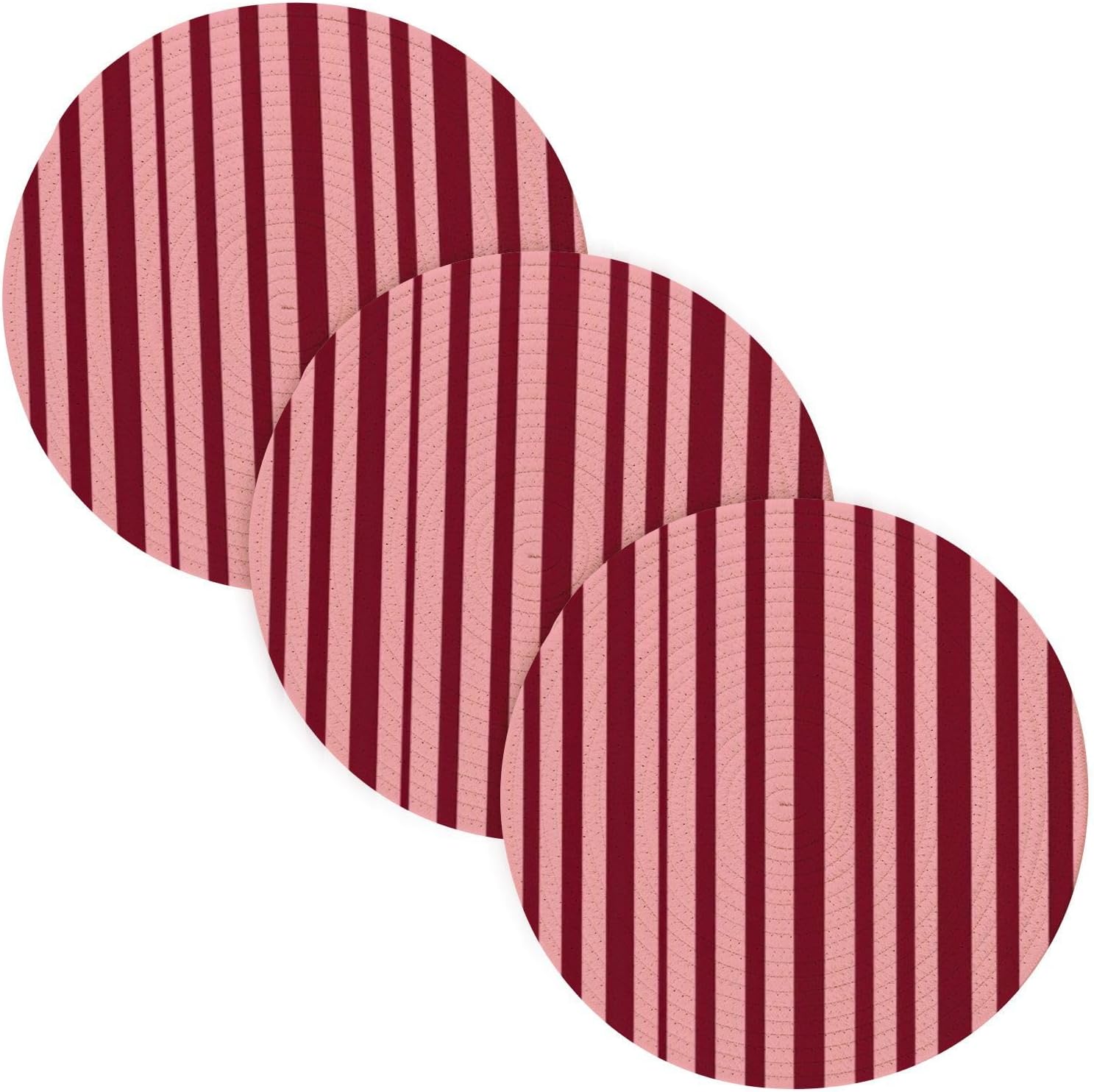 Heat Resistant Place Mats Thick Weave 3 Pack Blush Stripe