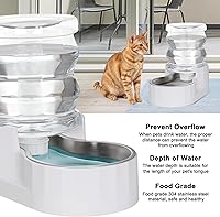 Vista 4 de RIZZARI Dispensador de cuenco de agua por gravedad para gatos: alimentador automático de acero inoxidable blanco para perros de 4 litros sin filtro