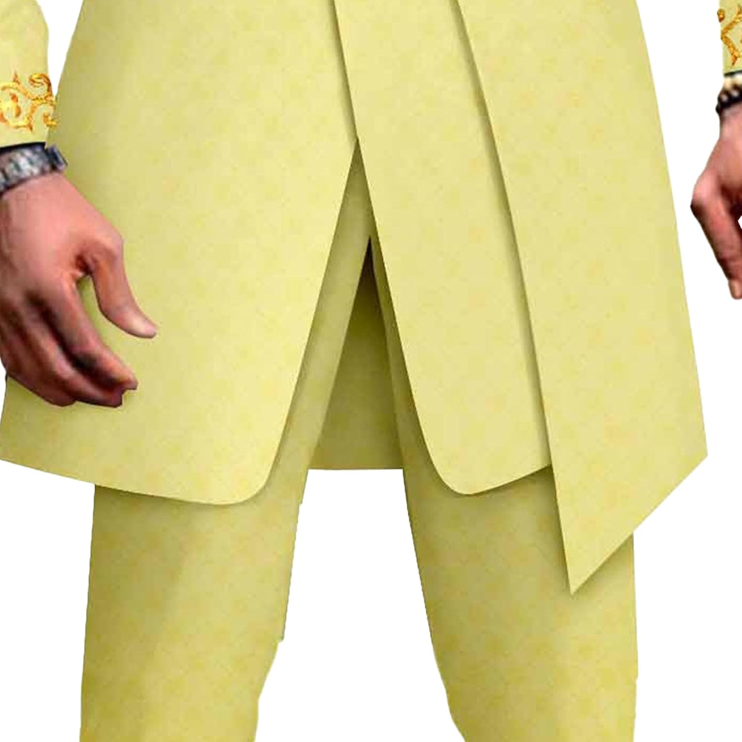 Men's Double Breasted Slim Fit Embroidery Suits African Chain Decorate Ethnic Suits Slim Fit Blazer Pants Outfits