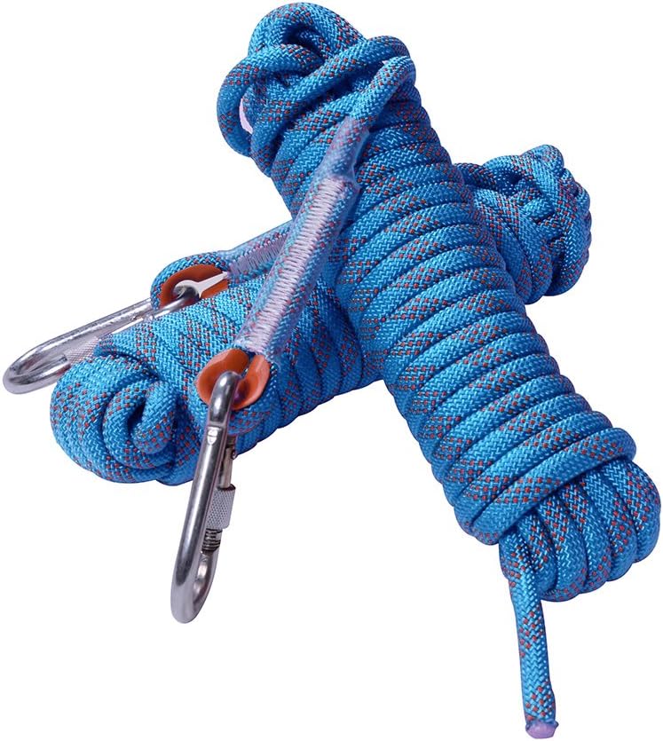 Rock Climbing Rope, 12mm Diameter Static Outdoor Hiking Accessories High Strength Cord Safety Rope (10m,32ft)(20m,65ft) (30m,98ft) (Blue, 32ft)