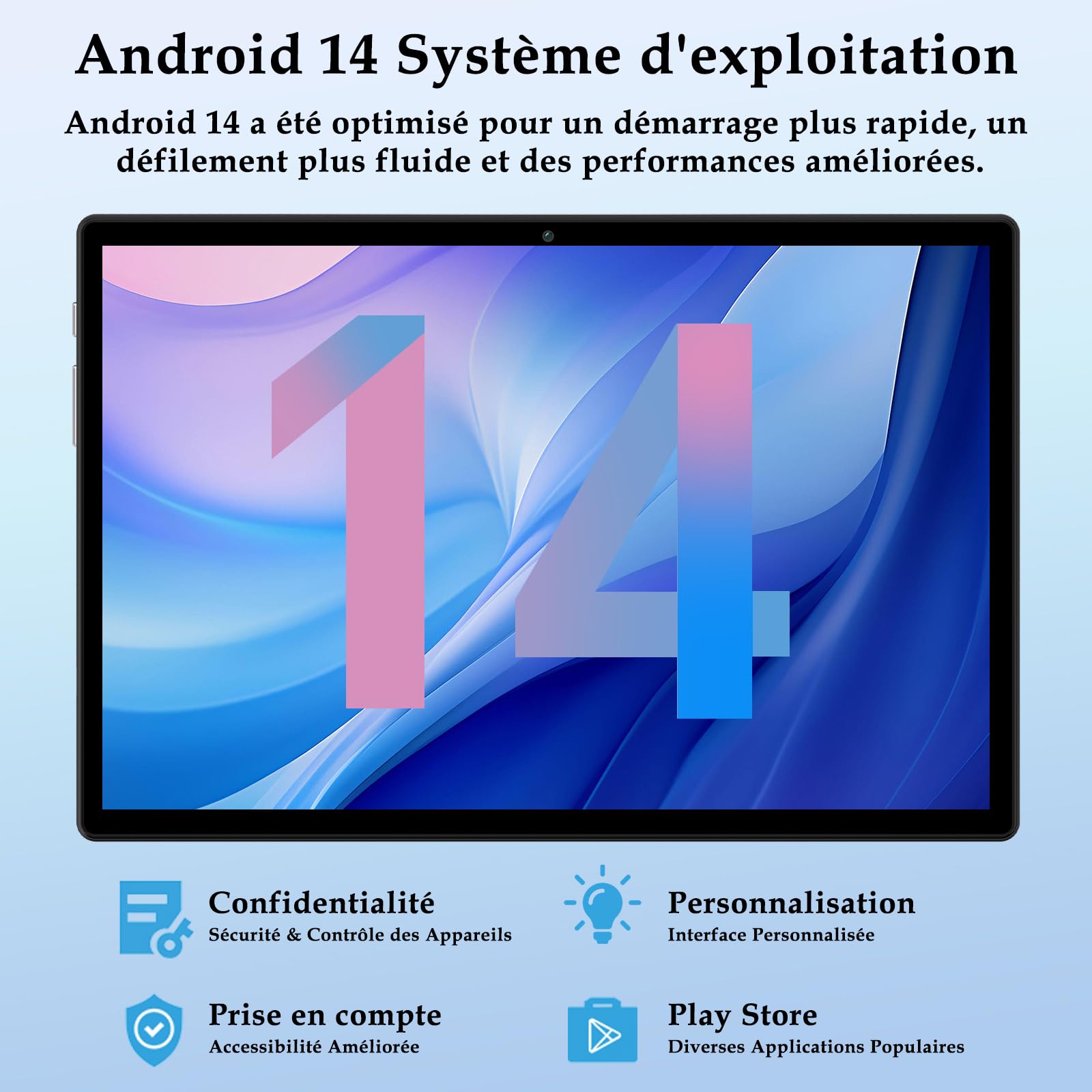 ZIOVO Tablette Android 14 Tablette 10 Pouces,22GoRAM+128Go ROM (1To TF),Widevine L1|8000mAh| Octa-Core|2.0GHz| 5G WiFi| BT 5.0| 5+8MP, Tablette Tactile avec Clavier et Souris-Noir