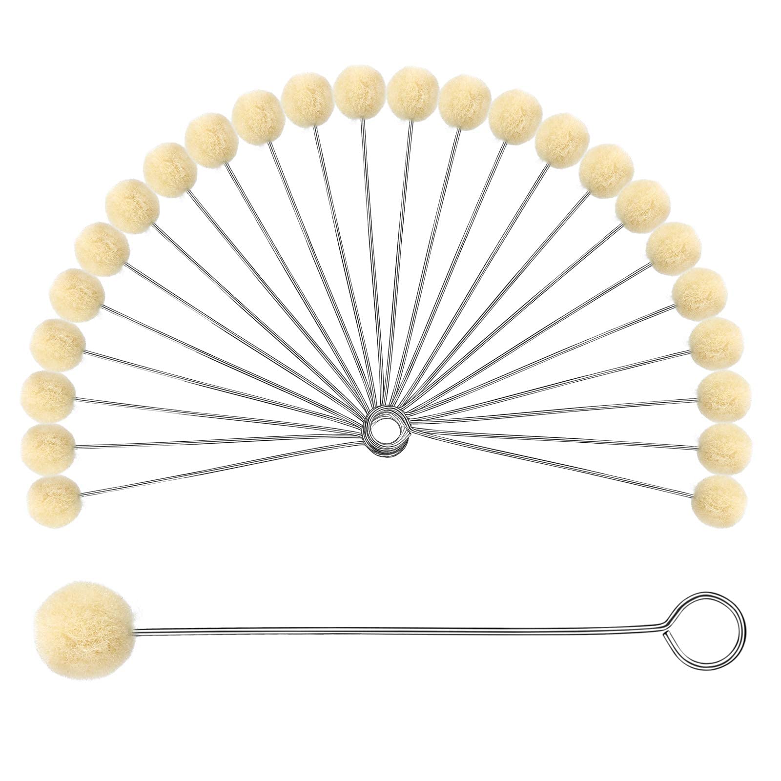 Wool Daubers, Wool Daubers Ball Brush, Wool Daubers Ball, KASTWAVE Leather Dye Tool with Metal Handle Wool Daubers, for Leather Dyes for DIY Crafts Projects, for Crfting Dying Gling (25 Pcs)