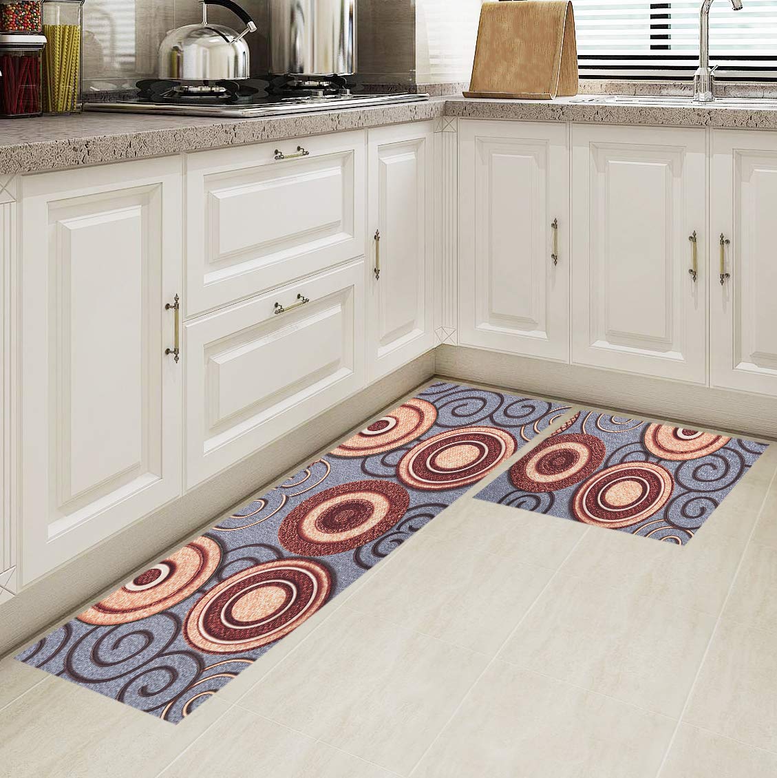 JETMANO Ultra-Thin Doormat Indoor Outdoor Non-Slip Washable Doormat,Strongly Absorb Water and Dust Mat,DIY Cropping Rug,Home Kitchen Bedroom Bathroom Floor Carpet(40x120cm) (Circle)