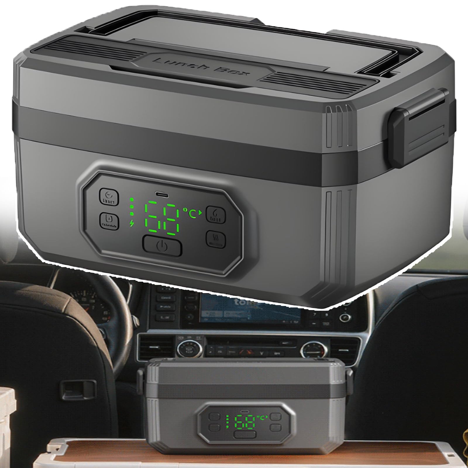 Boîte À Lunch Électrique sans Fil 2025 - Nouveau Chauffe-Plats pour Adultes - Boîtes À Lunch Auto-Chauffantes Rechargeables, Plateau Amovible, Étanche 1600ML