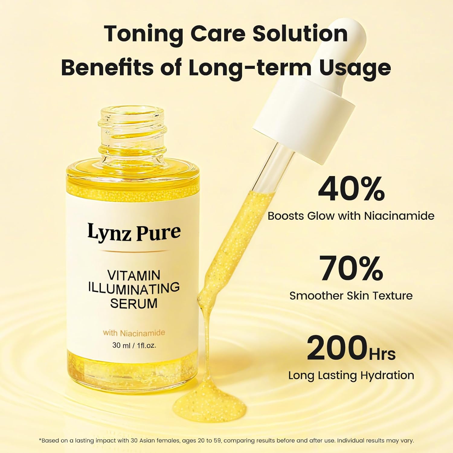 Lynz Pure Vitamin Illuminating Serum, Illuminating Vitamin C Serum Blend with Niacinamide Revitalize Complexion, Boosts Skin Barrier Resilience, Deeply Hydrates for Daily Use 1 Fl Oz - Image 5