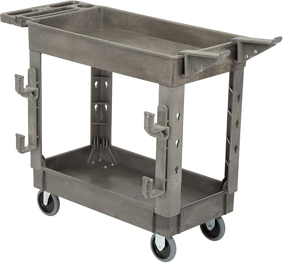 Global Industrial Plastic 2 Shelf Service Cart with Ladder