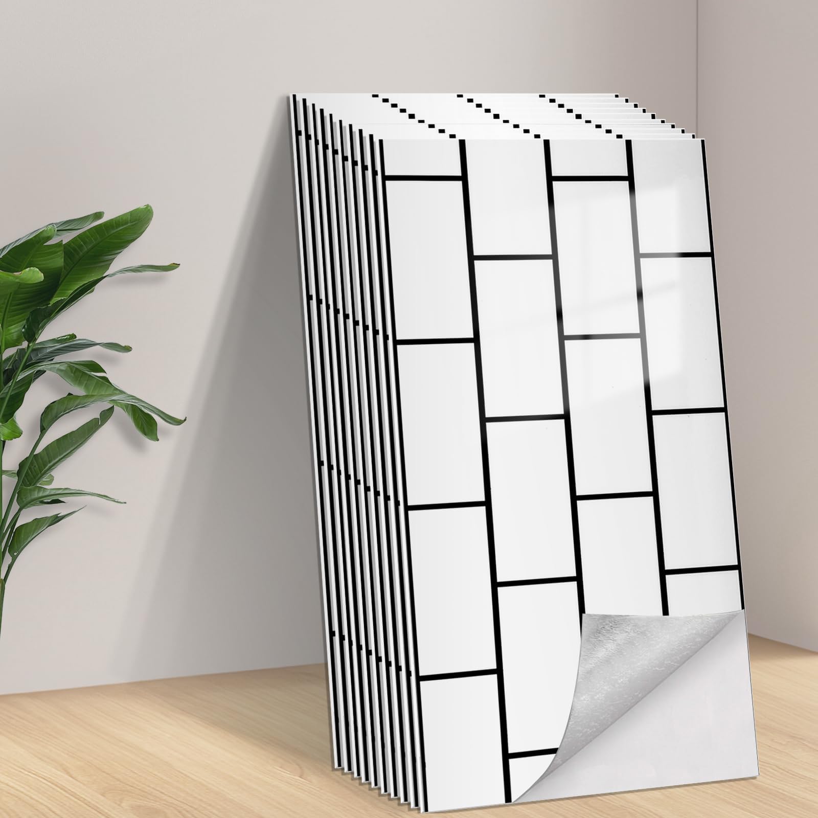 Tarwanear Tile Stickers 30 Pcs Stick on Tiles, 60x30cm Self Adhesive Wall Tiles for Bathroom Kitchen Backsplash, White Peel and Stick Subway Tiles PVC Adhesive Wall Panels for Home,Waterproof