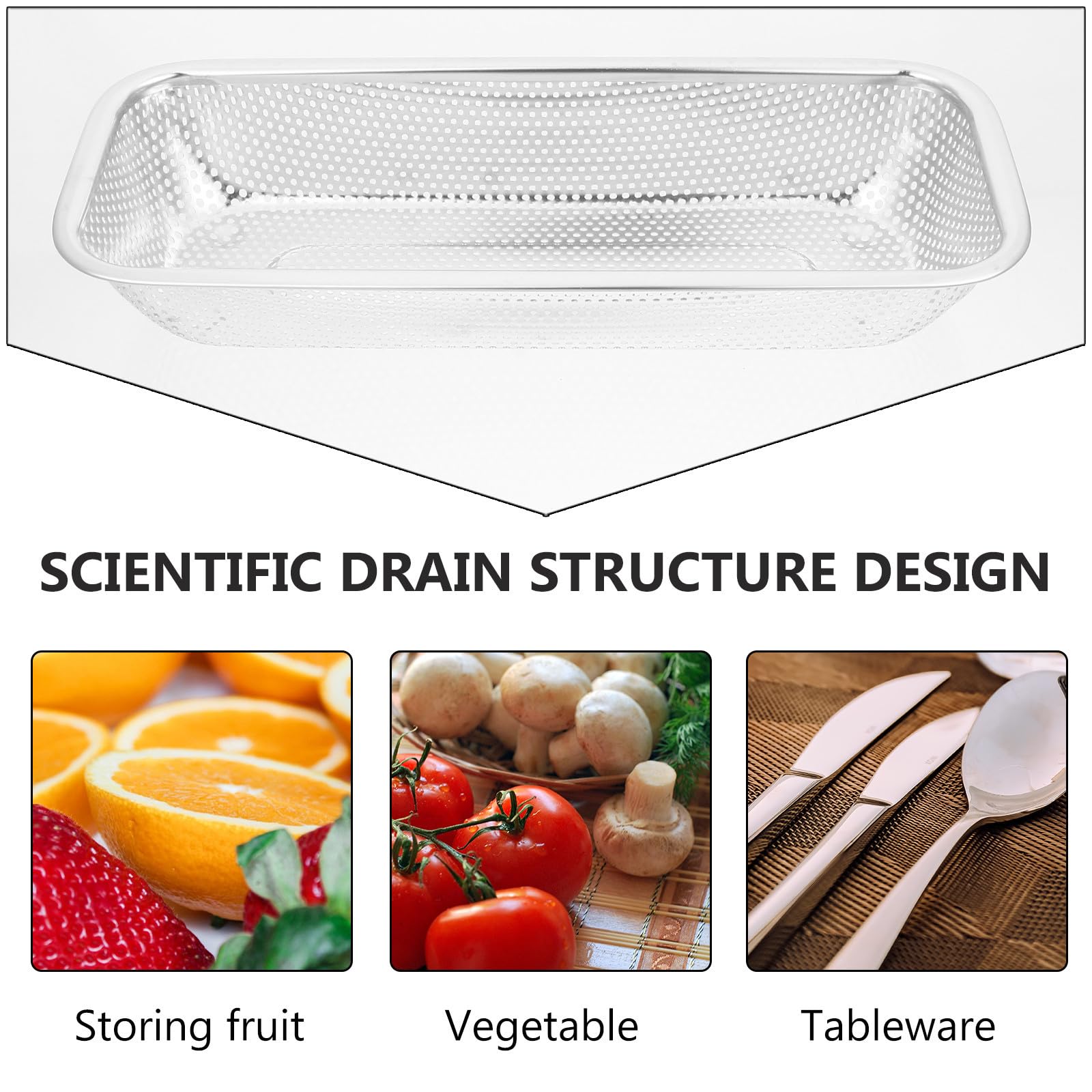 Cestino Scolaposate in Acciaio Inossidabile Drenaggio Efficiente e Porta Frutta, Organizzatore da Cucina per Lavello e Utensili