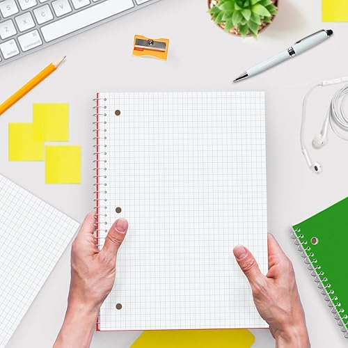 Miniatura 8 de Cuadernos de espiral de 3 materias a rayas, paquete de 12, 300 páginas (150 hojas), 8 x 10-12 pulgadas, cuadrícula en espiral para la escuela y la