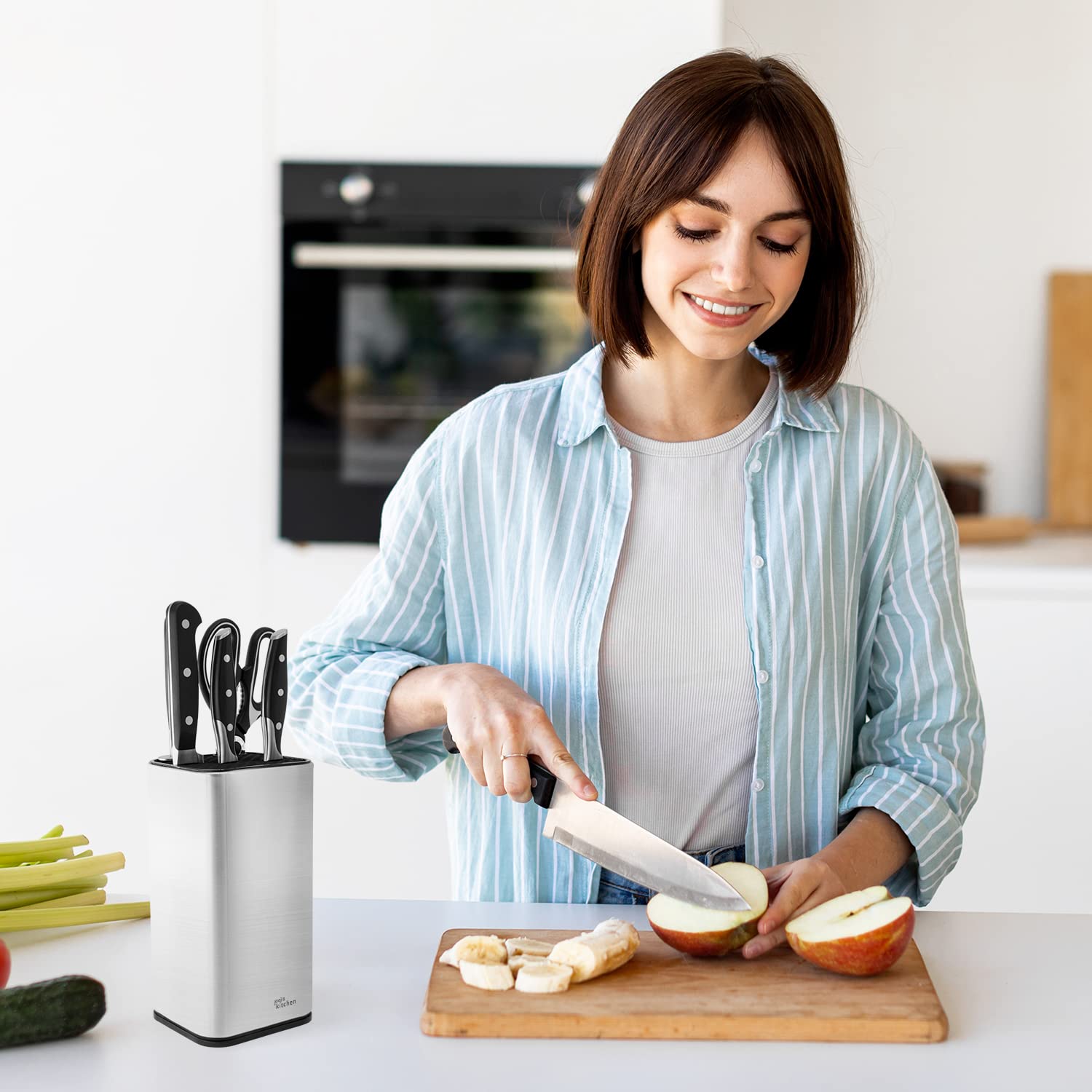 Ceppo Portacoltelli Senza Coltelli - Nero Con Lamelle Flessibili, Universale, Con Cassetto - Foto 3