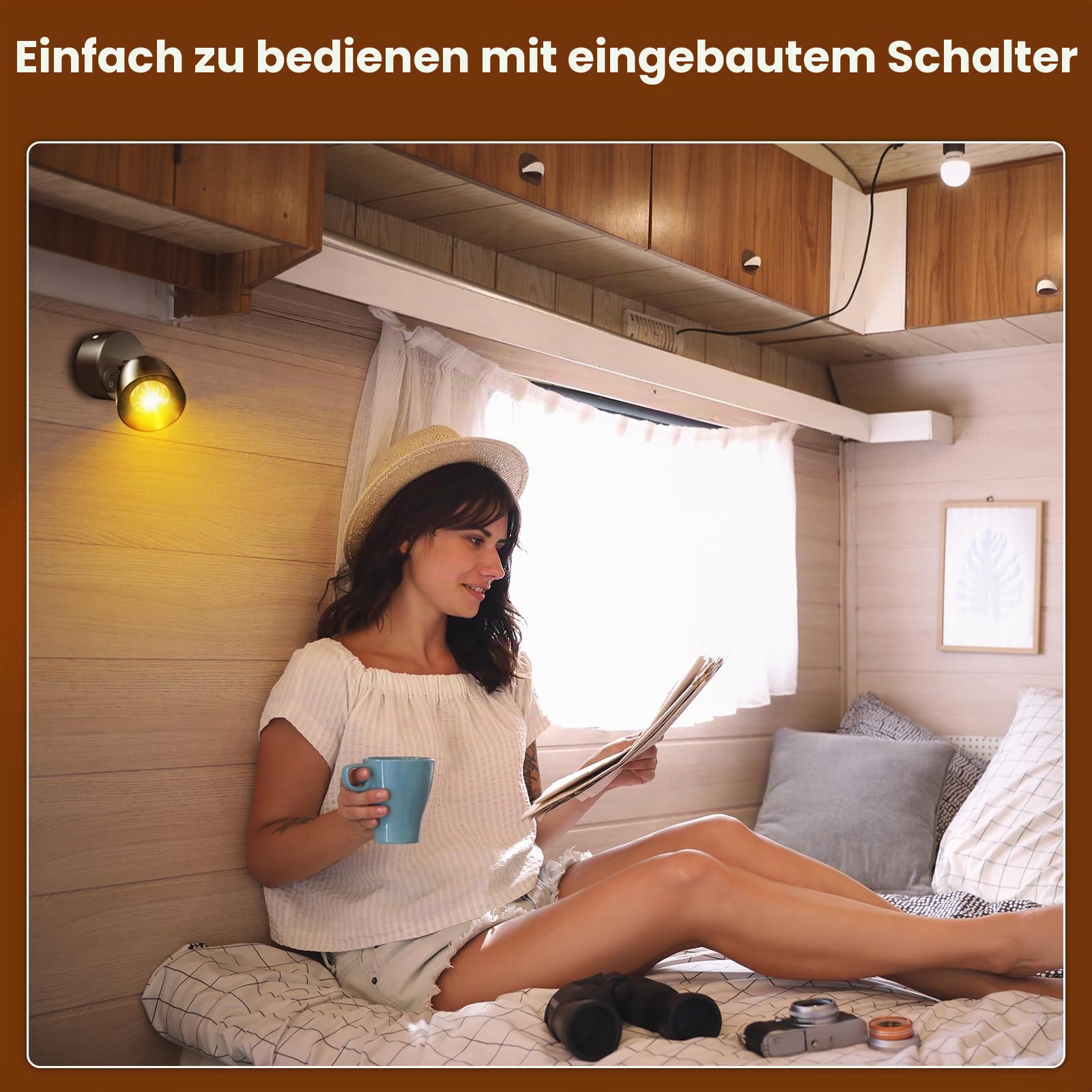 Bonlux 12V LED Spot Leselicht Mit Schalter - 3W Warmweiß 3000K Lampe für Wohnmobil, Wohnwagen, Camper, Reisemobil, Caravan, Boot - 2 Stück