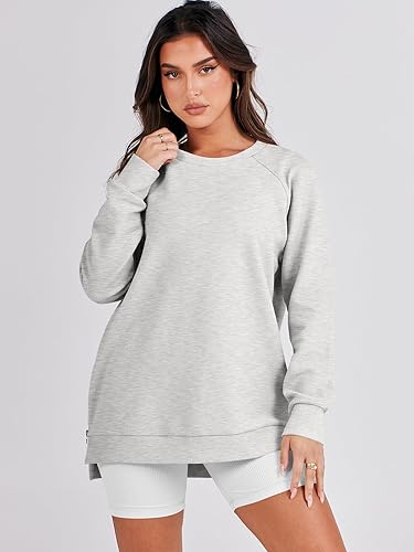 Miniatura 2 de ANRABESS - Sudaderas para mujer de manga larga, túnica, tops, cuello redondo, jersey suave con cremallera lateral, camisa, ropa 2023