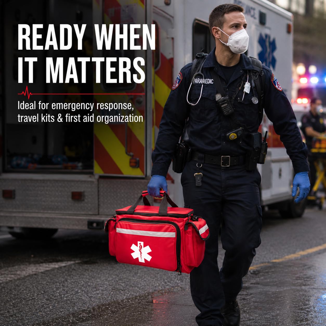 NOVAMEDIC Bolsa de Primeros Auxilios vacía Profesional de 38,1 x 25,4 x 22,88 cm, multicompartimento, portadores de Primeros Auxilios para emergencias, médicos y médicos