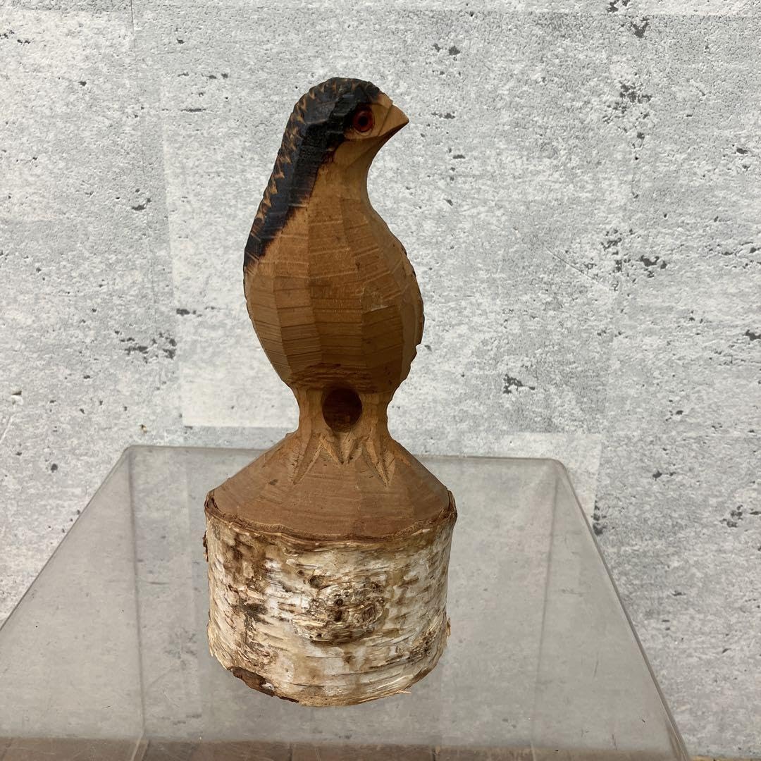 Amazon.co.jp: 黒部峡谷 一刀彫 白樺 雷鳥 置物 鳥 オブジェ