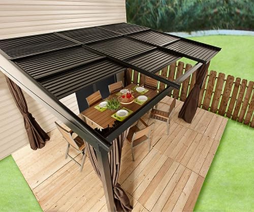 Miniatura 3 de Sojag Francfort - Glorieta de pared de 10 x 12 pies con techo rígido, resistente a la intemperie, marco de aluminio, refugio solar, color negro,