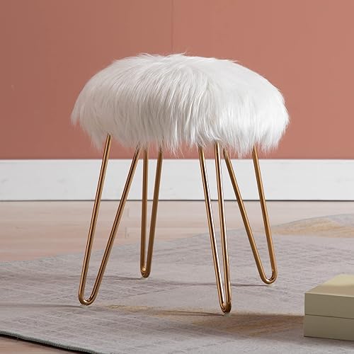 Miniatura 8 de Duhome Velvet Ottoman, Taburete de tocador de maquillaje, taburete contemporáneo, taburete de metal redondo mongol, taburete de tocador, taburete