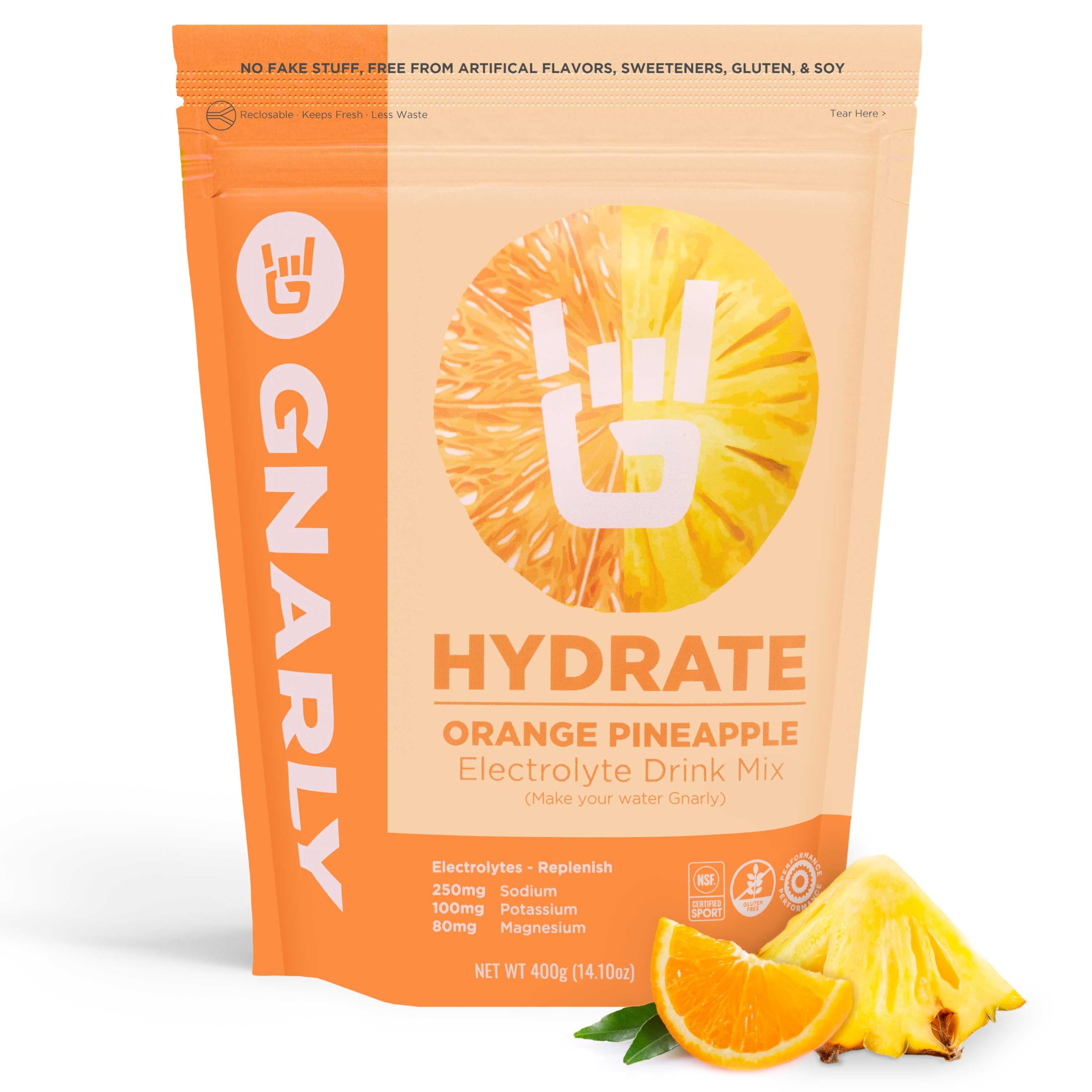 Hydrate Electrolyte Powder – Orange Pineapple Exercise Hydration Drink Mix – NSF Sport Certified – Electrolyte Solution, Performance & Recovery – Orange Pineapple, 14.10 oz
