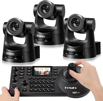 FoMaKo PTZ Camera 20X Optical Zoom HDMI PTZ Bundle with PTZ Controller PoE Keyboard,Contains 4 ItemsKC608+3xFMK20SDI
