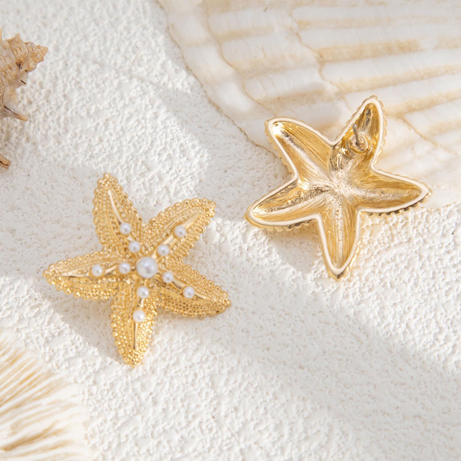 Gold Starfish Earrings for Women Pearl Starfish Earrings Summer Ocean Statement Stud Earrings Trendy Jewelry Gifts for Women - Image 5